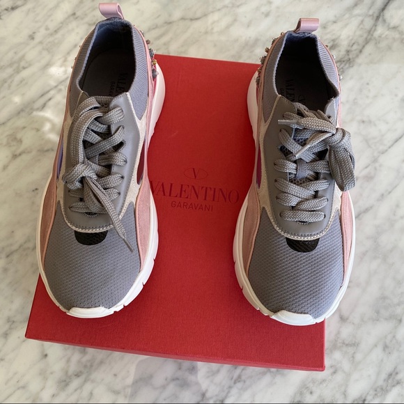 VALENTINO Grey Embroidered Heroes Sneakers